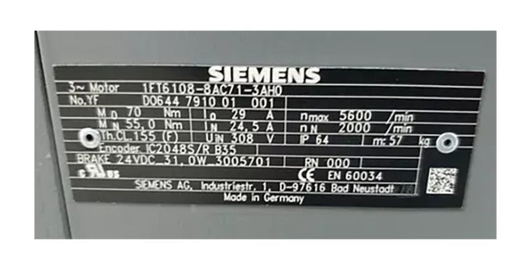 SIEMENS Servo Motor 1FT6108-8AC71-3AH0