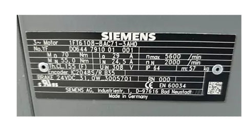 SIEMENS Servo Motor 1FT6108-8AC71-3AH0
