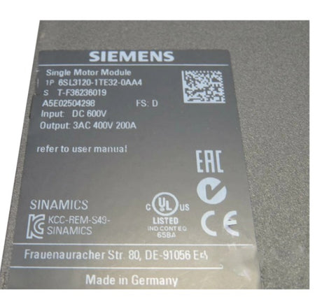 SIEMENS Servoaccionamiento 6SL3120-1TE32-0AA4