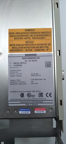 SIEMENS MASTERDRIVE 6SE7021-0EP70-Z (F01+G91+C43)